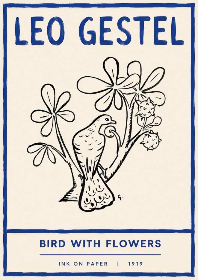 Leo Gestel Bird with Flowers No4 - Poszter