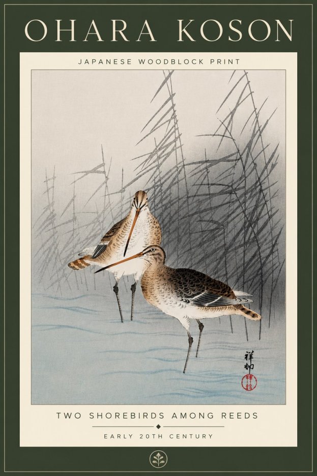 Ohara Koson Snipe in the Reeds No6 - Poszter