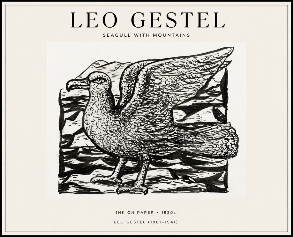 Leo Gestel Seagull with Mountains No1 - Poszter
