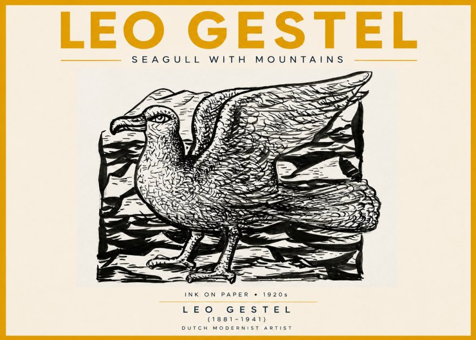 Leo Gestel Seagull with Mountains No5 - Poszter
