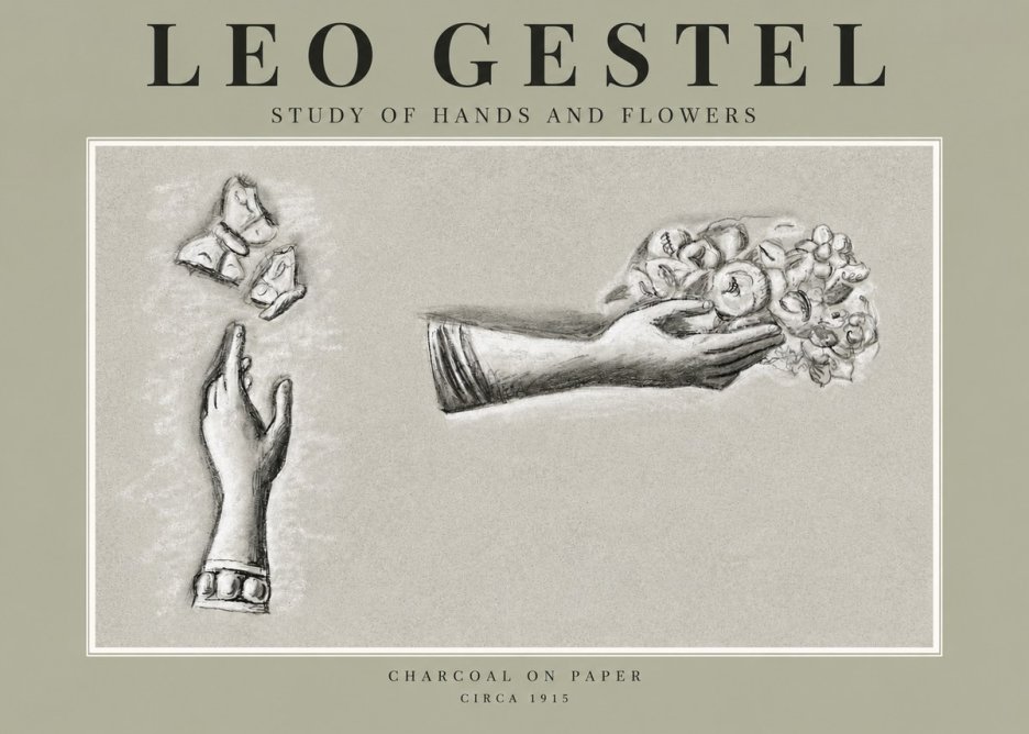 Leo Gestel Study of Hands and Flowers No2 - Poszter