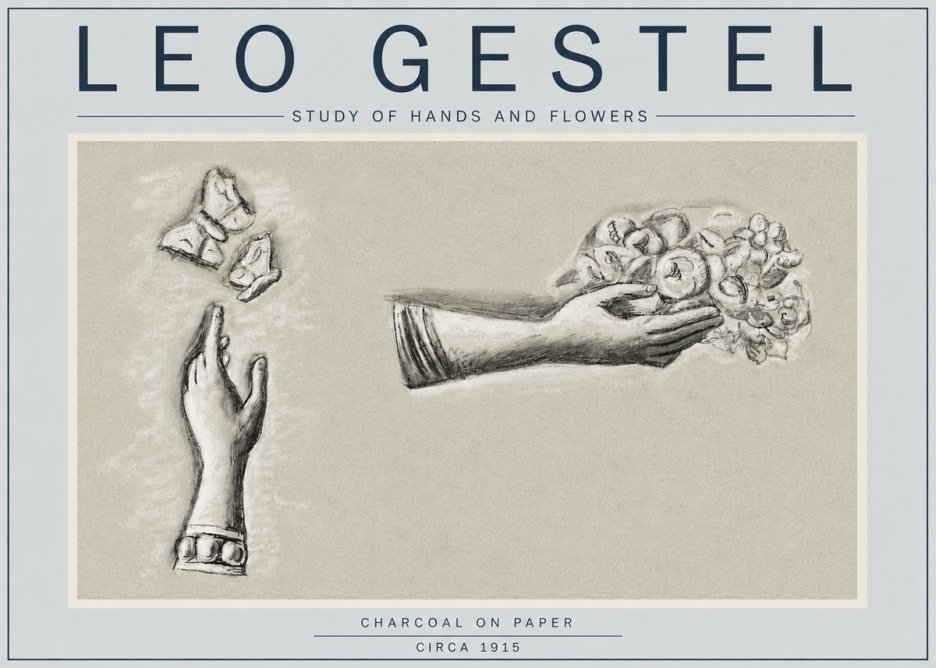 Leo Gestel Study of Hands and Flowers No4 - Poszter