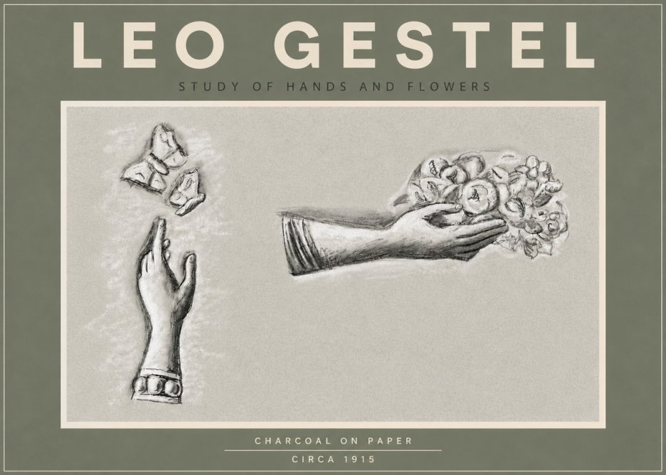 Leo Gestel Study of Hands and Flowers No5 - Poszter