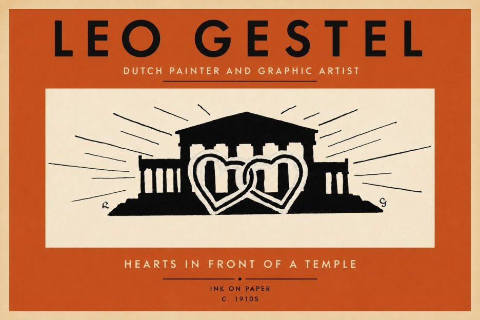 Leo Gestel Hearts in Front of a Temple No2 - Poszter