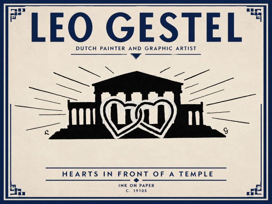Leo Gestel Hearts in Front of a Temple No3 - Poszter