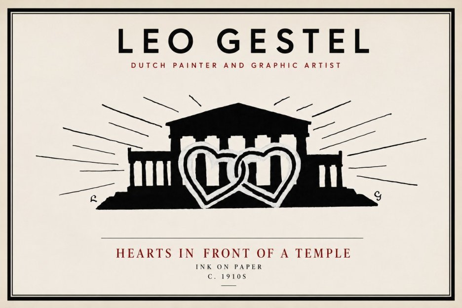 Leo Gestel Hearts in Front of a Temple No4 - Poszter