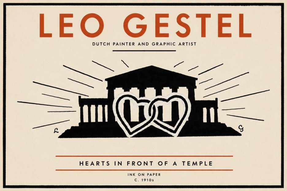 Leo Gestel Hearts in Front of a Temple No5 - Poszter