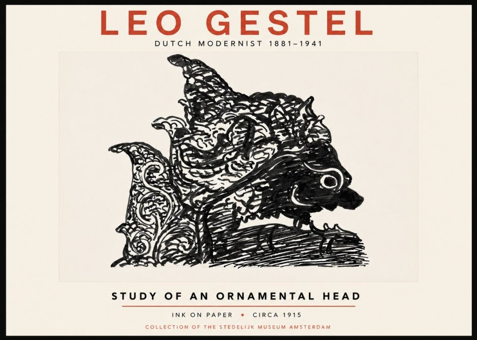 Leo Gestel Study of an Ornamental Head No4 - Poszter