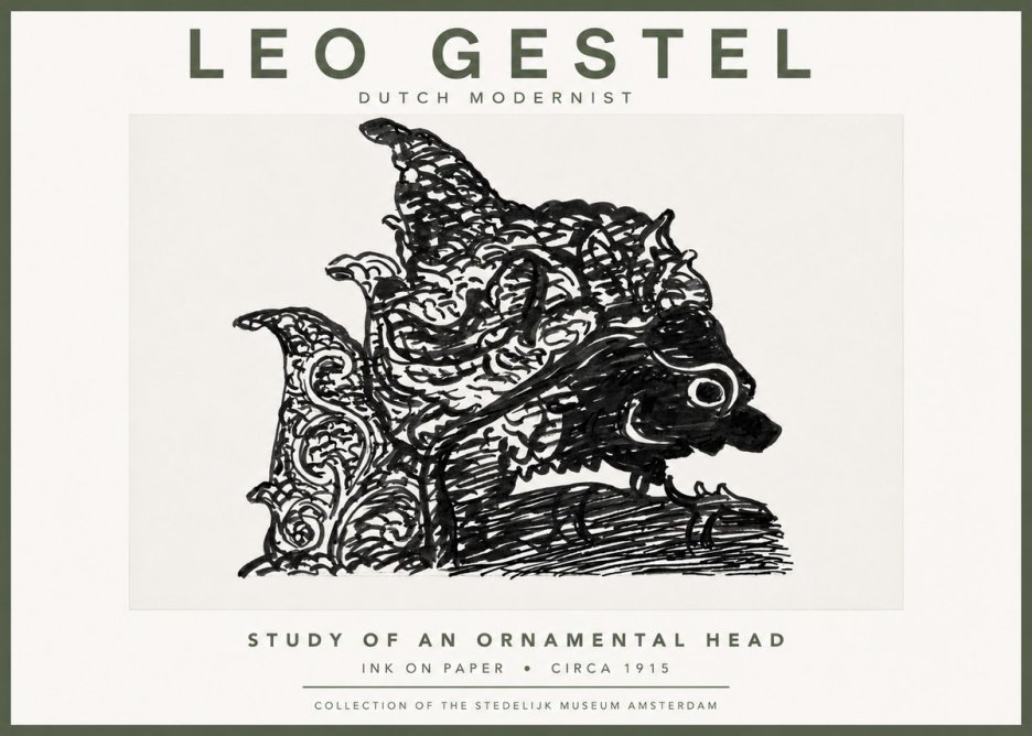 Leo Gestel Study of an Ornamental Head No5 - Poszter