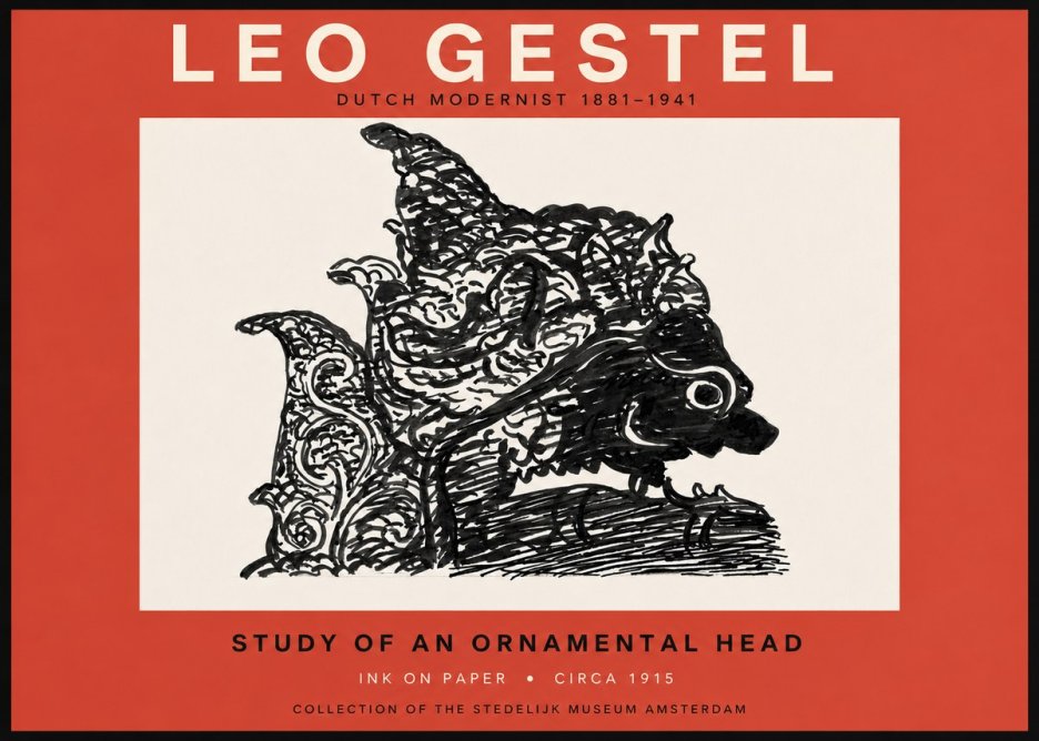 Leo Gestel Study of an Ornamental Head No6 - Poszter