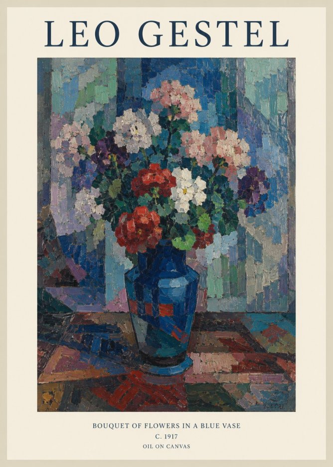 Leo Gestel Bouquet of Flowers in a Blue Vase No1 - Poszter