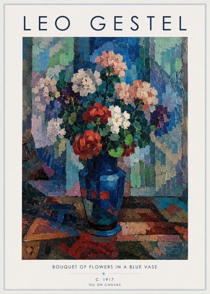 Leo Gestel Bouquet of Flowers in a Blue Vase No6 - Poszter