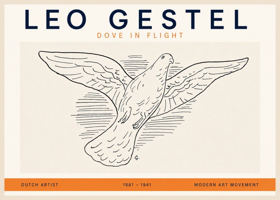 Leo Gestel Dove in Flight No2 - Poszter