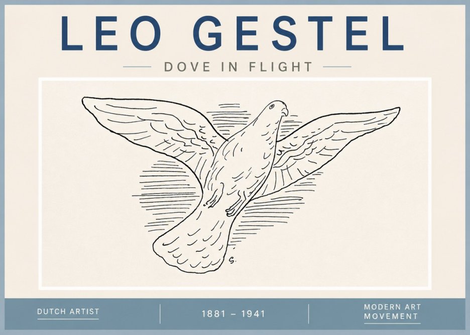 Leo Gestel Dove in Flight No4 - Poszter