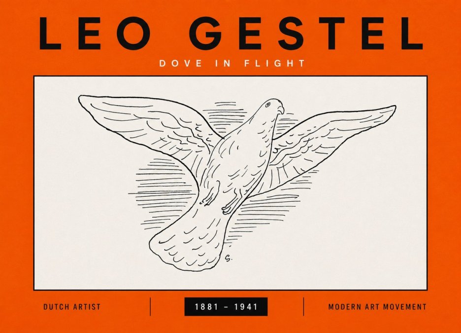 Leo Gestel Dove in Flight No5 - Poszter