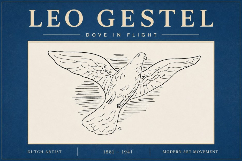 Leo Gestel Dove in Flight No6 - Poszter