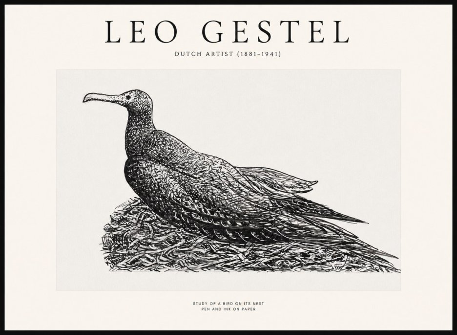 Leo Gestel Study of a Bird on Its Nest No1 - Poszter