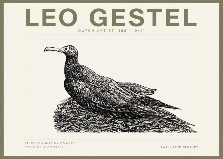 Leo Gestel Study of a Bird on Its Nest No2 - Poszter