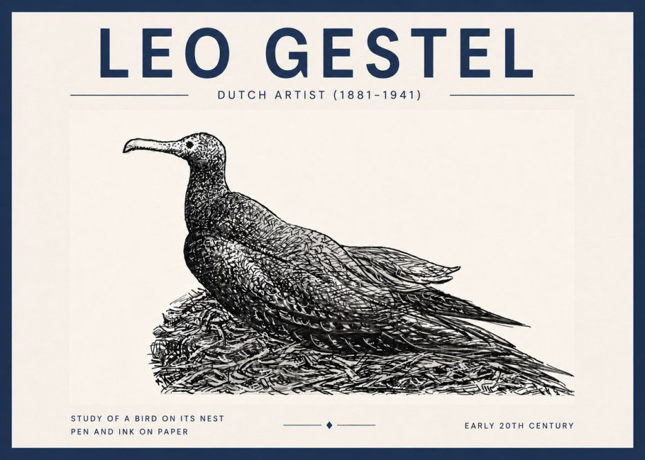 Leo Gestel Study of a Bird on Its Nest No6 - Poszter