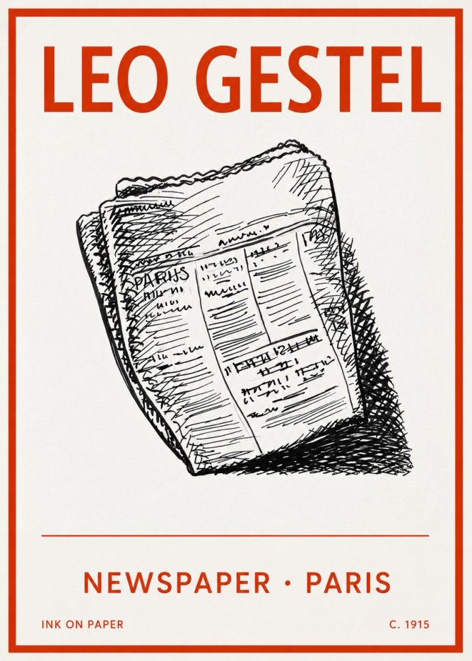 Leo Gestel Newspaper - Paris No2 - Poszter