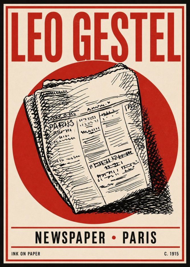 Leo Gestel Newspaper - Paris No4 - Poszter