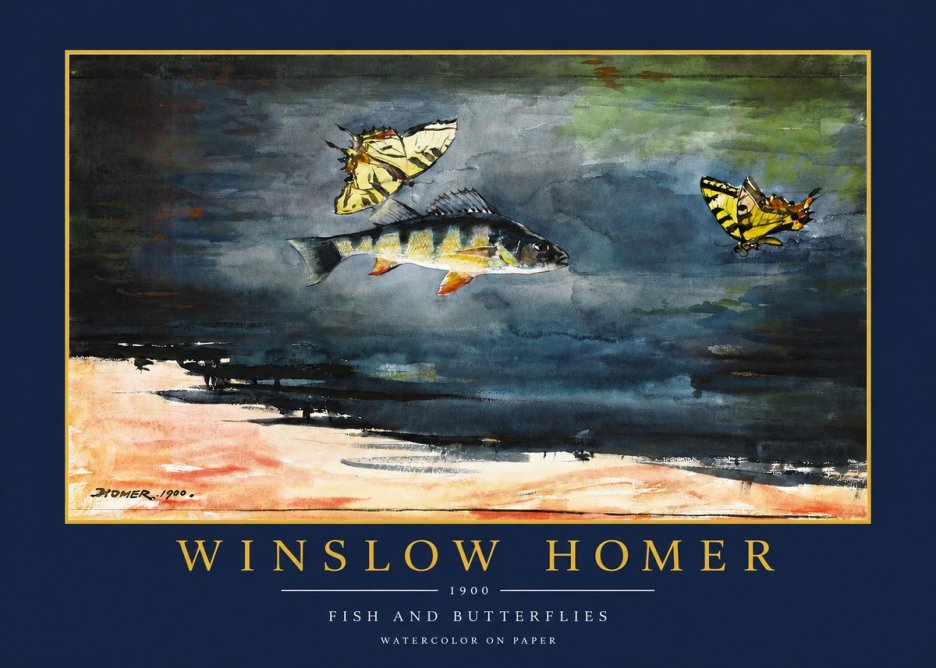 Winslow Homer Fish and Butterflies No2 - Poszter