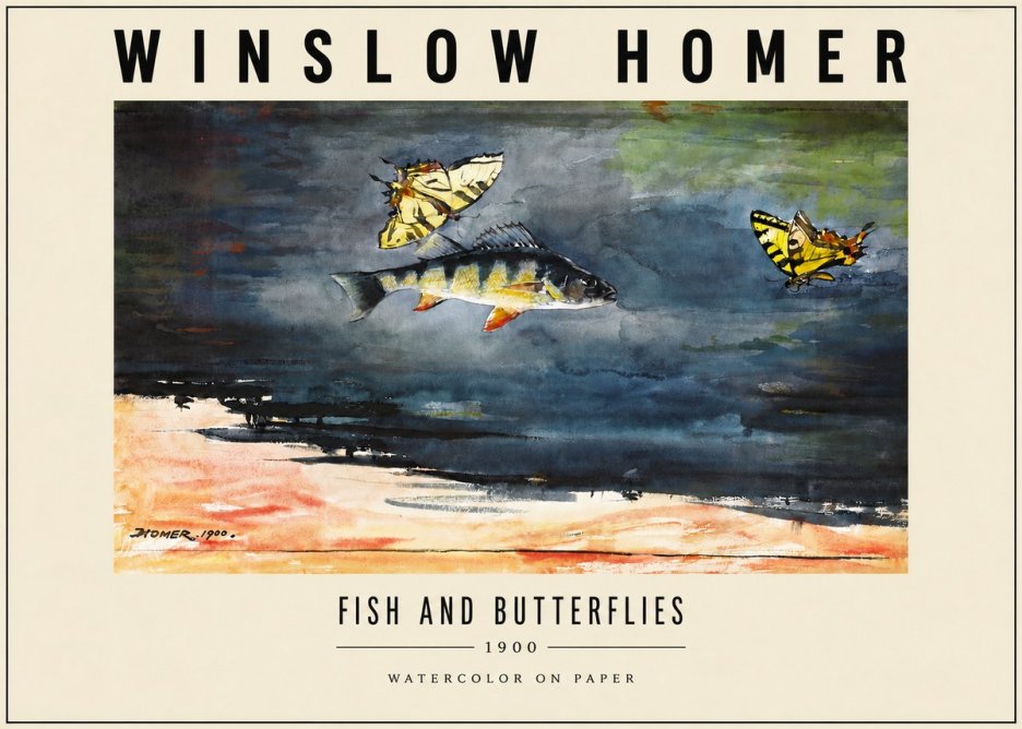 Winslow Homer Fish and Butterflies No3 - Poszter