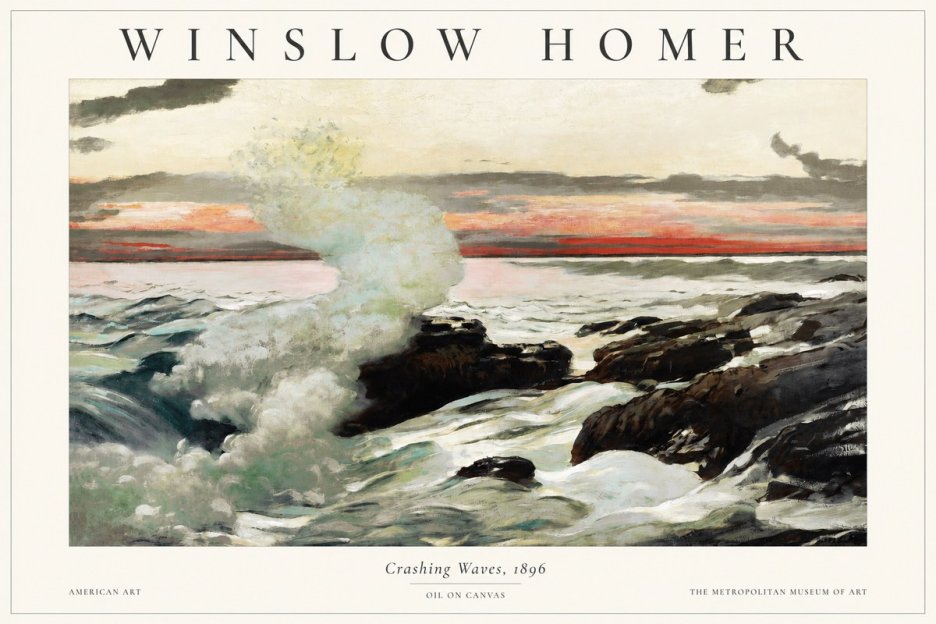Winslow Homer Crashing Waves, 1896 No1 - Poszter