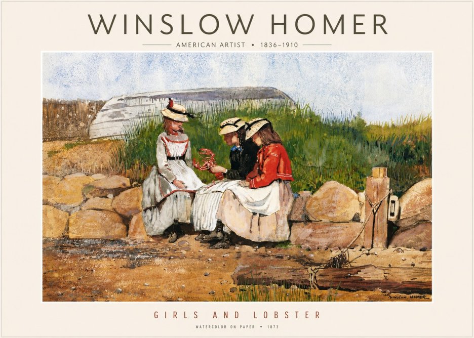 Winslow Homer Girls and Lobster No4 - Poszter