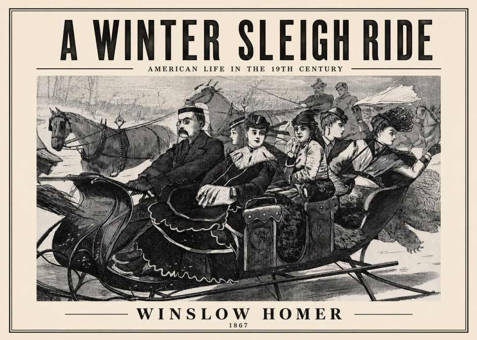 Winslow Homer A Winter Sleigh Ride - American Life in the 19Th Century No2 - Poszter