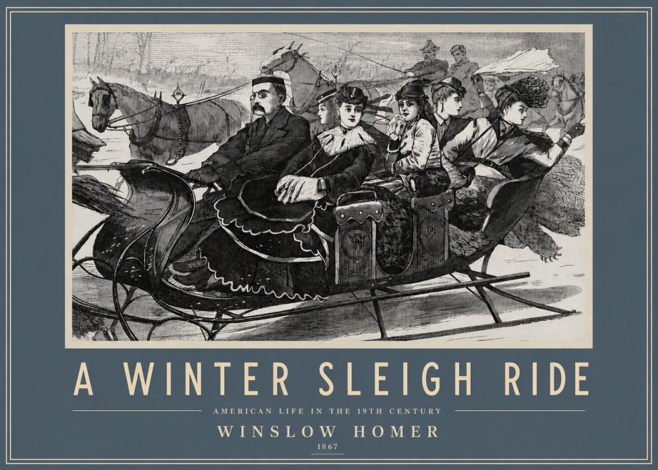 Winslow Homer A Winter Sleigh Ride - American Life in the 19Th Century No3 - Poszter