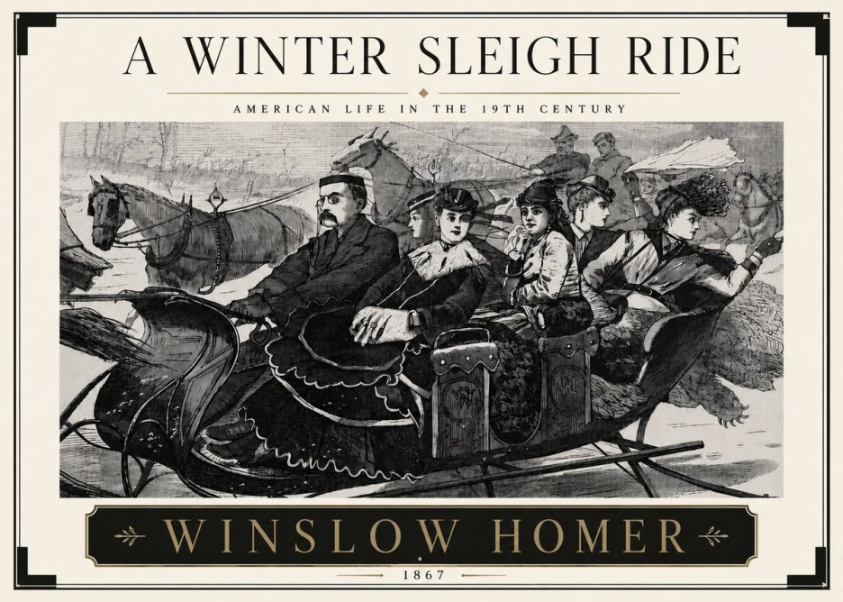 Winslow Homer A Winter Sleigh Ride - American Life in the 19Th Century No5 - Poszter