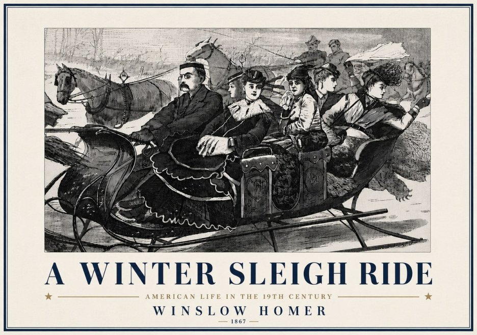 Winslow Homer A Winter Sleigh Ride - American Life in the 19Th Century No6 - Poszter