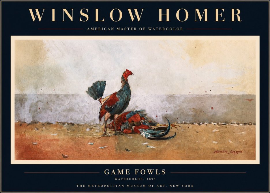 Winslow Homer Game Fowls No3 - Poszter