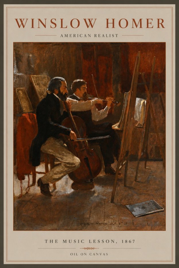 Winslow Homer The Music Lesson, 1867 No6 - Poszter