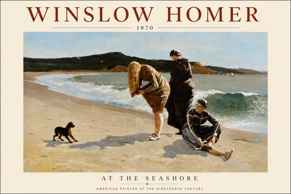 Winslow Homer At the Seashore No6 - Poszter