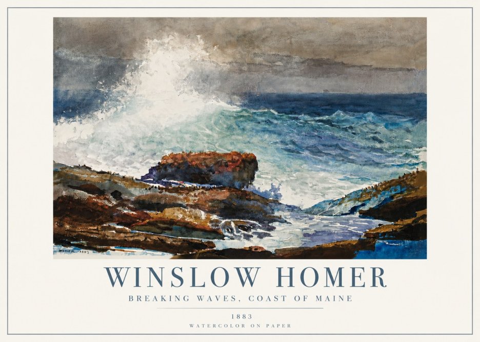 Winslow Homer Breaking Waves, Coast of Maine No4 - Poszter