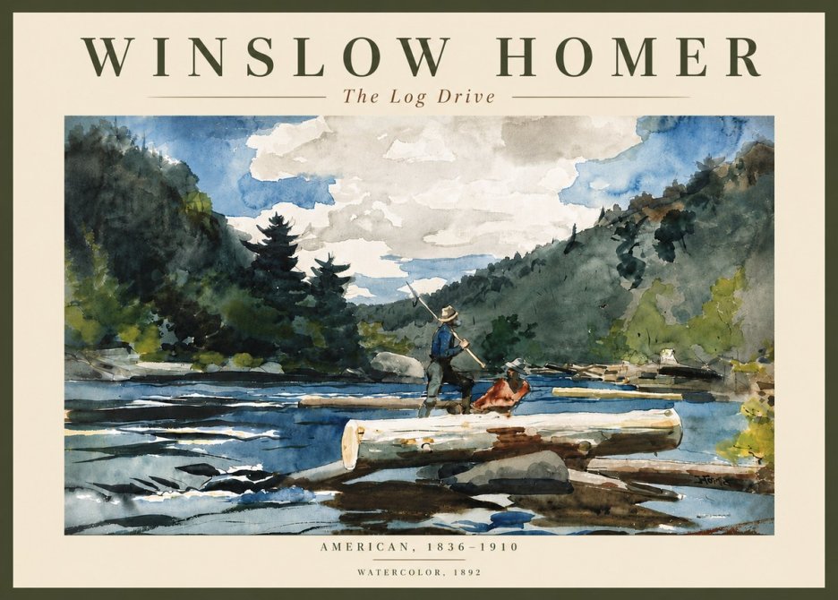 Winslow Homer The Log Drive No6 - Poszter