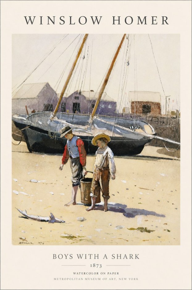 Winslow Homer Boys with a Shark No1 - Poszter