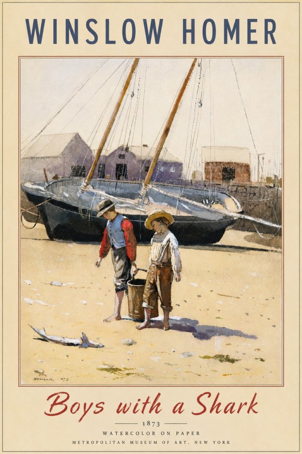 Winslow Homer Boys with a Shark No2 - Poszter