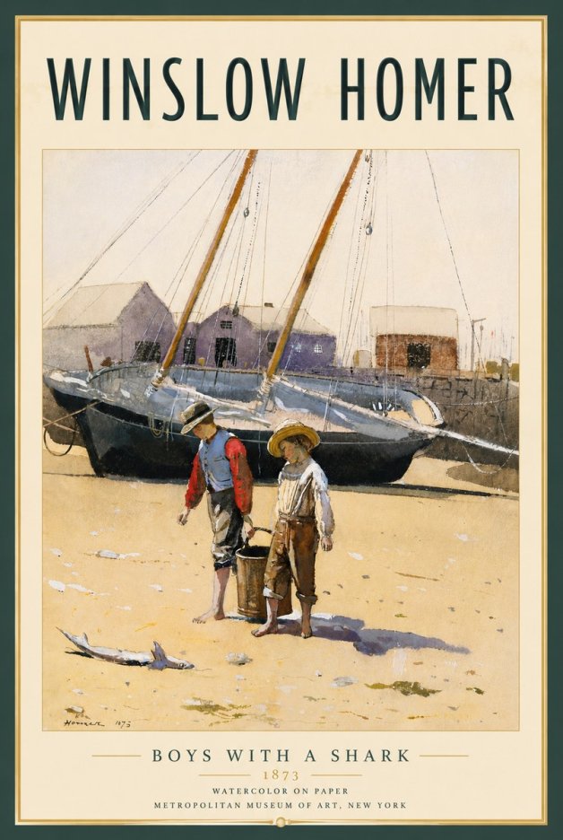 Winslow Homer Boys with a Shark No4 - Poszter