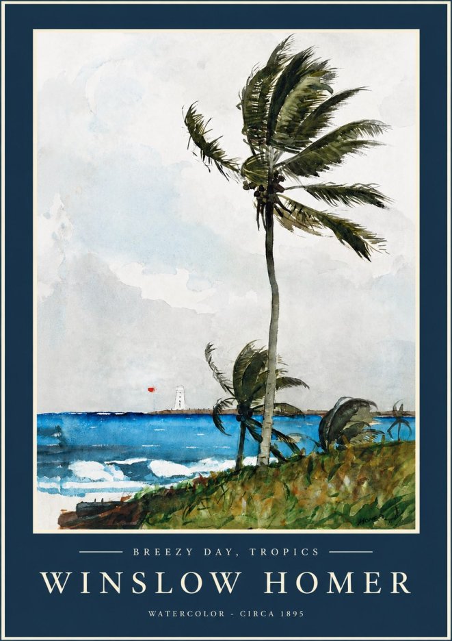 Winslow Homer Breezy Day, Tropics No2 - Poszter