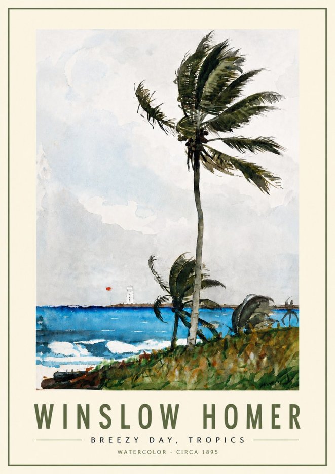 Winslow Homer Breezy Day, Tropics No5 - Poszter