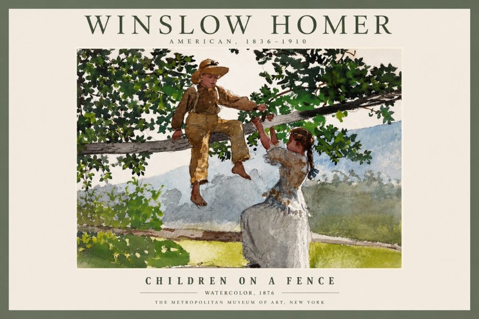 Winslow Homer Children on a Fence No2 - Poszter