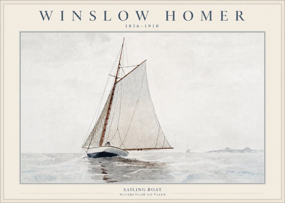 Winslow Homer Sailing Boat No2 - Poszter