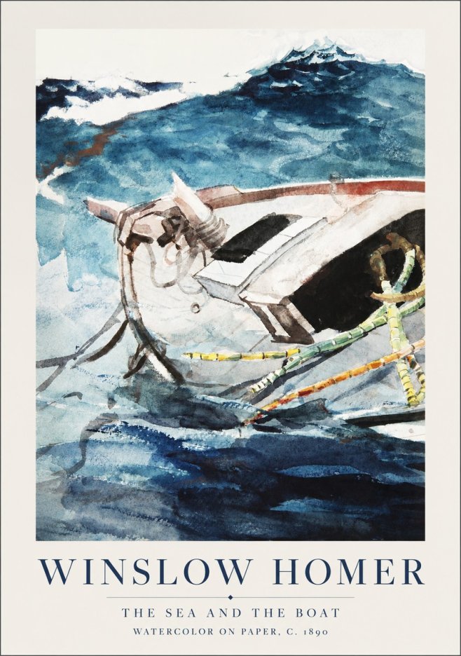 Winslow Homer The Sea and the Boat No1 - Poszter