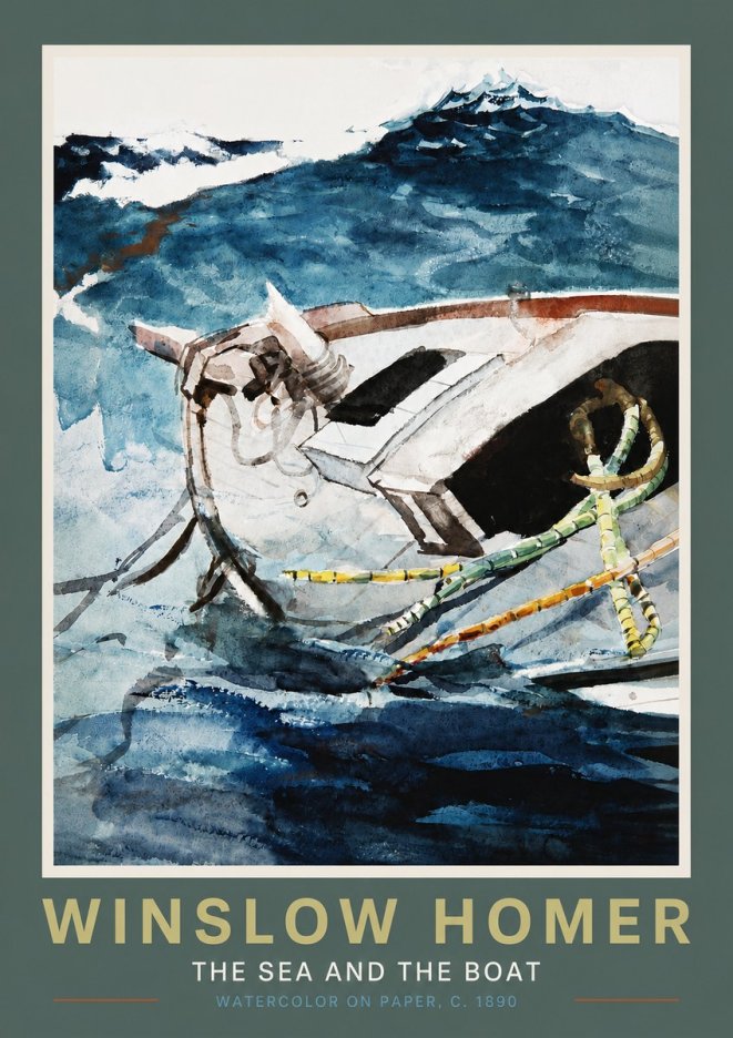Winslow Homer The Sea and the Boat No4 - Poszter