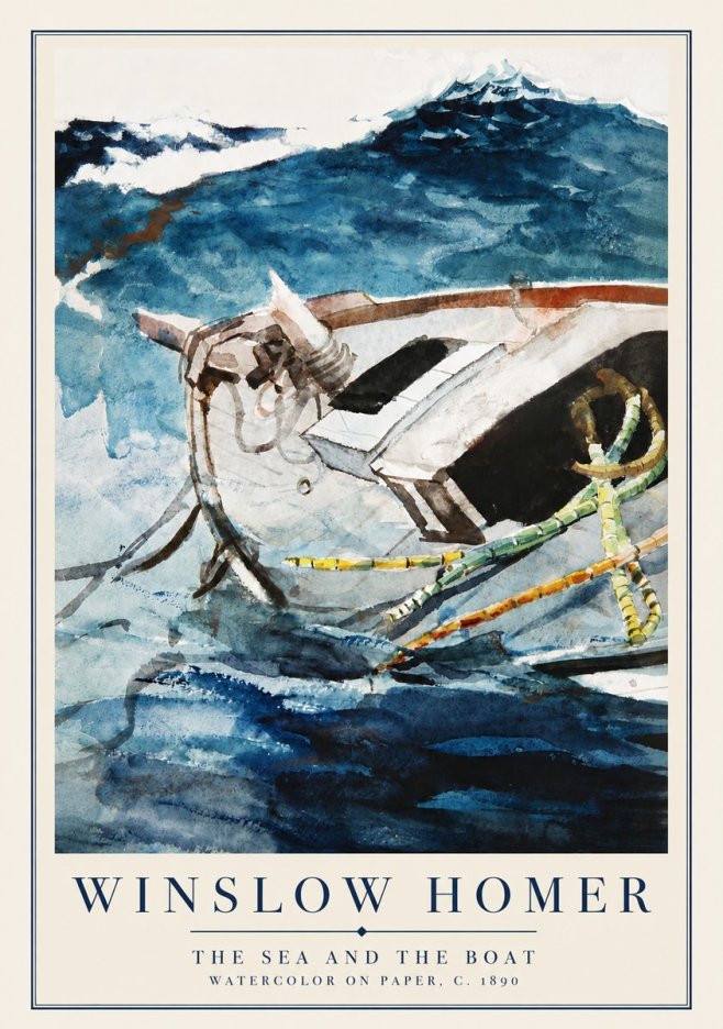 Winslow Homer The Sea and the Boat No5 - Poszter