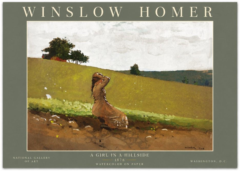 Winslow Homer A Girl in a Hillside No6 - Poszter