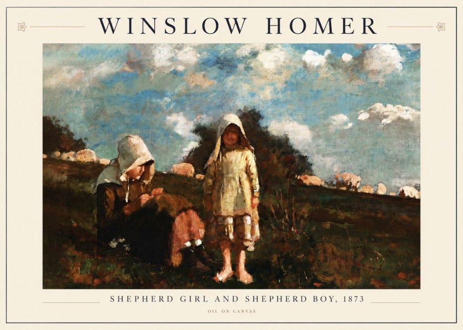 Winslow Homer Shepherd Girl and Shepherd Boy, 1873 No3 - Poszter